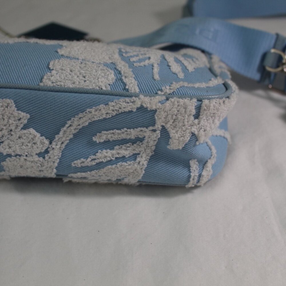 Prada Re-Edition 2005 Embroidered Drill Shoulder Bag wPouch Blue White Crossbody - Picture 14 of 16